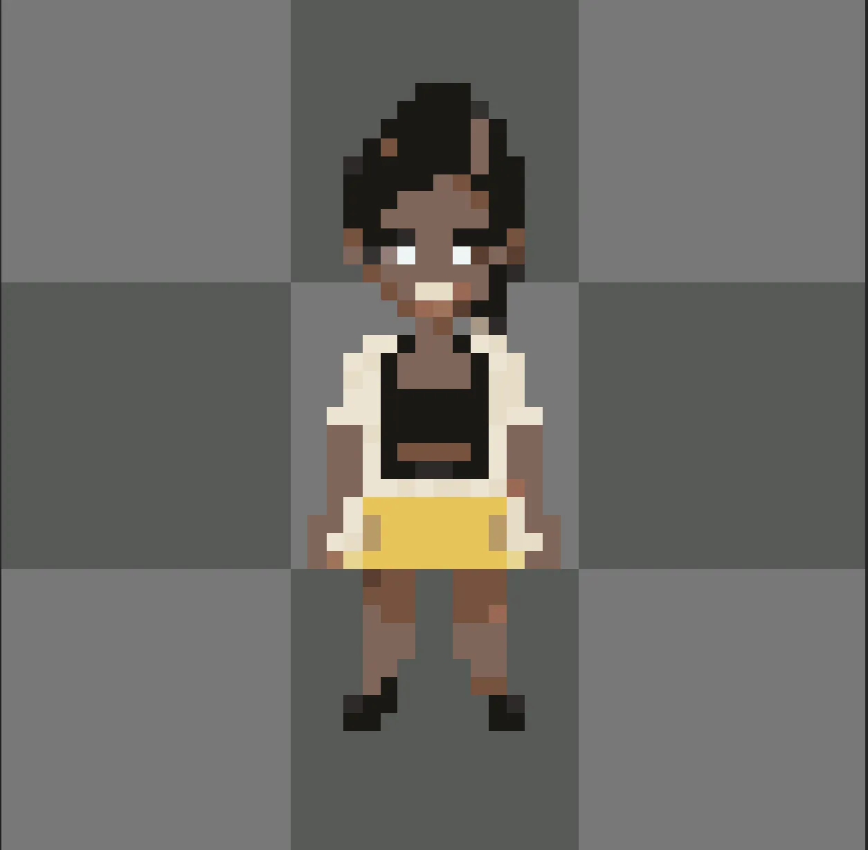 Gladys's custom pixel art sprite — drawn from photos she sent us